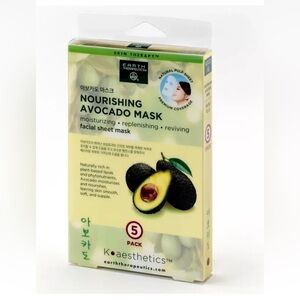 EARTH THERAPEUTICS Nourishing Avocado Facial Sheet Mask - 5 Pack Pro - Organic.